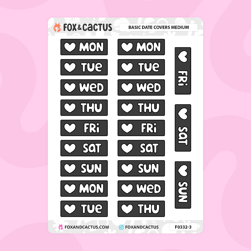 Basic Date Cover (Medium) Stickers