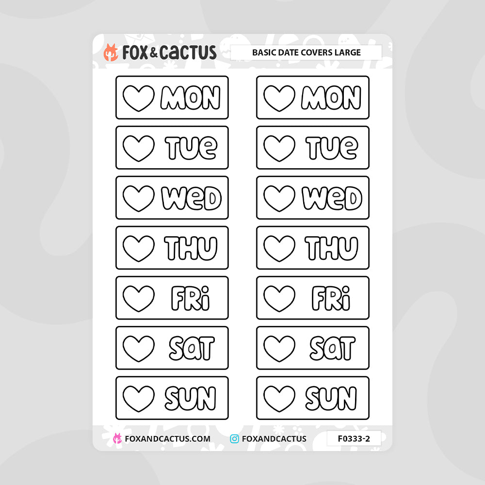 Basic Date Cover (Large) Stickers