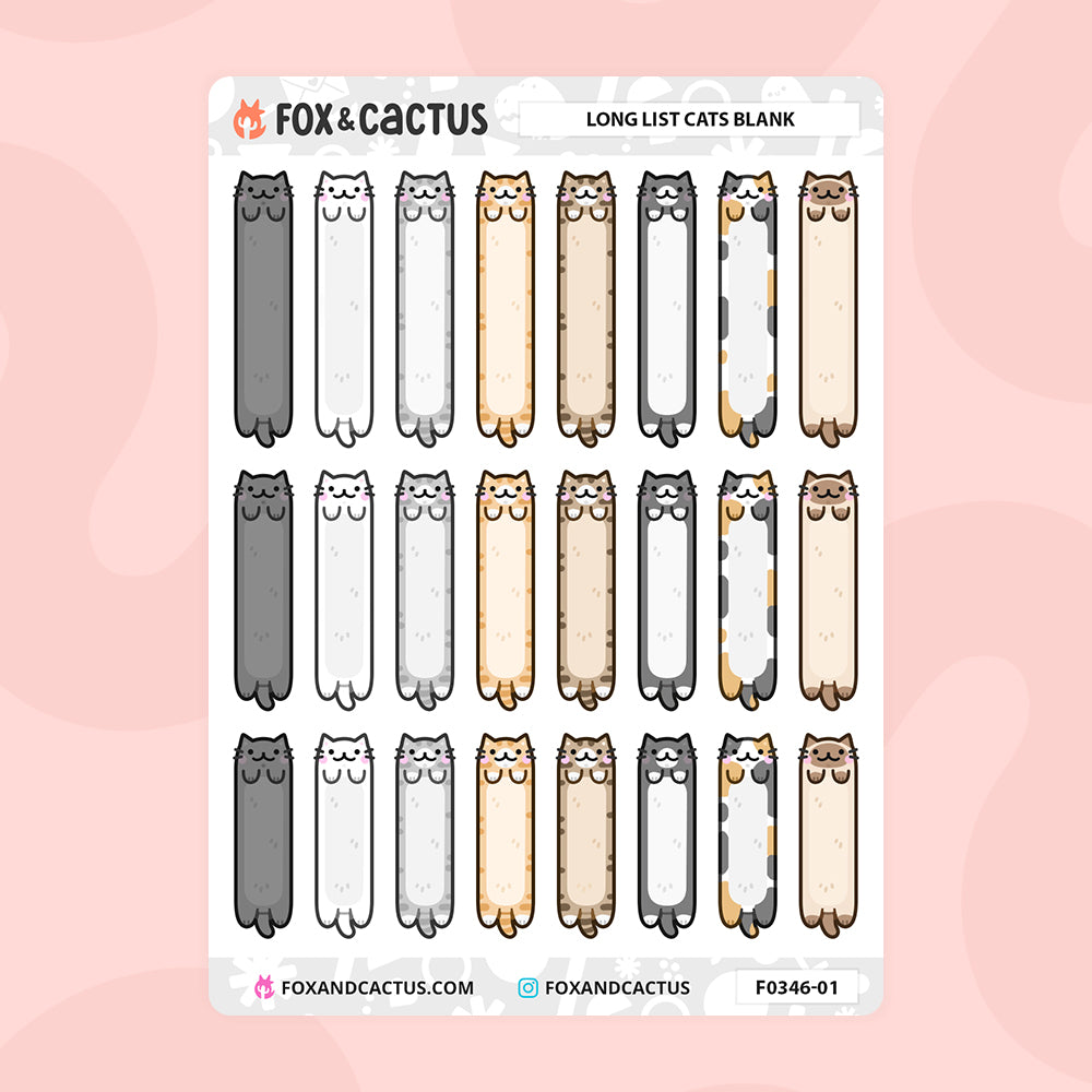 Long List Cat Stickers