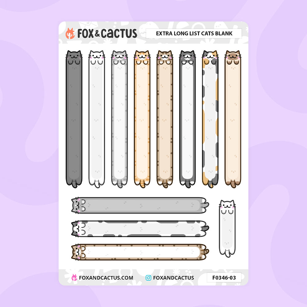 Long List Cat Stickers