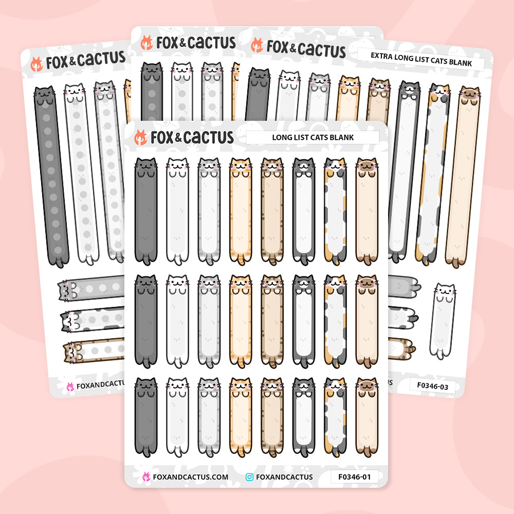 Long List Cat Stickers