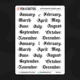 Small Goth Monthly Word Stickers