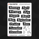 Medium Goth Monthly Word Stickers