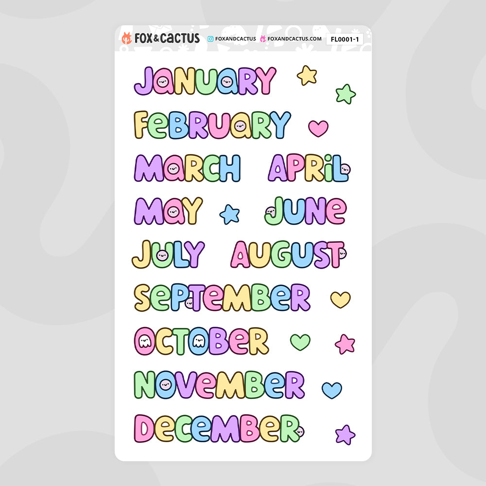 Large Squish Monthly Word Stickers