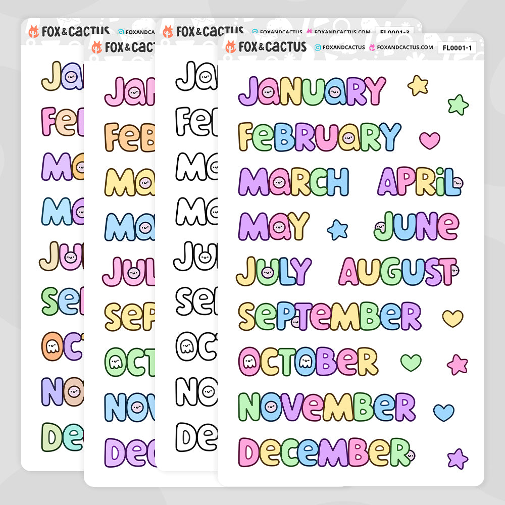 Large Squish Monthly Word Stickers