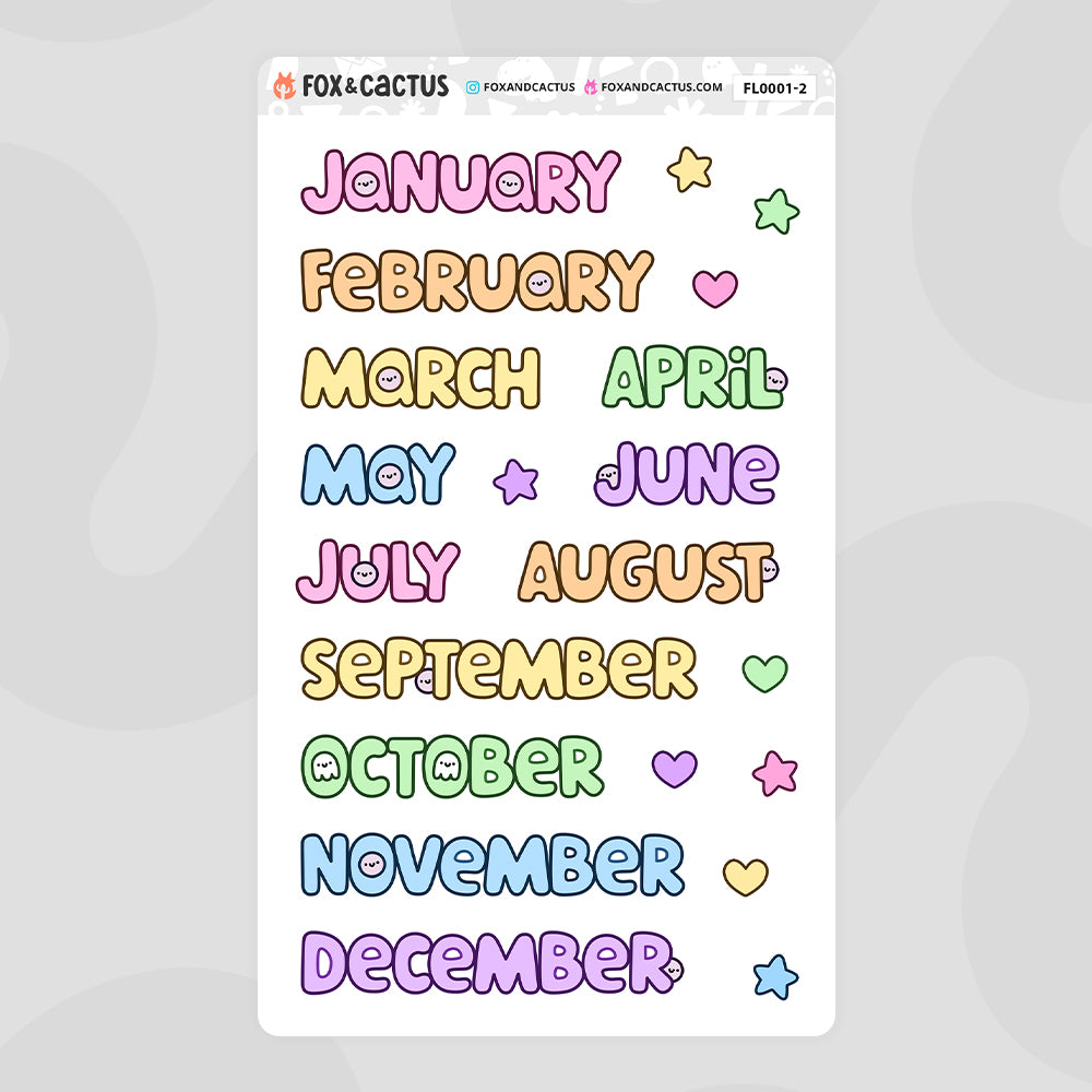 Large Squish Monthly Word Stickers