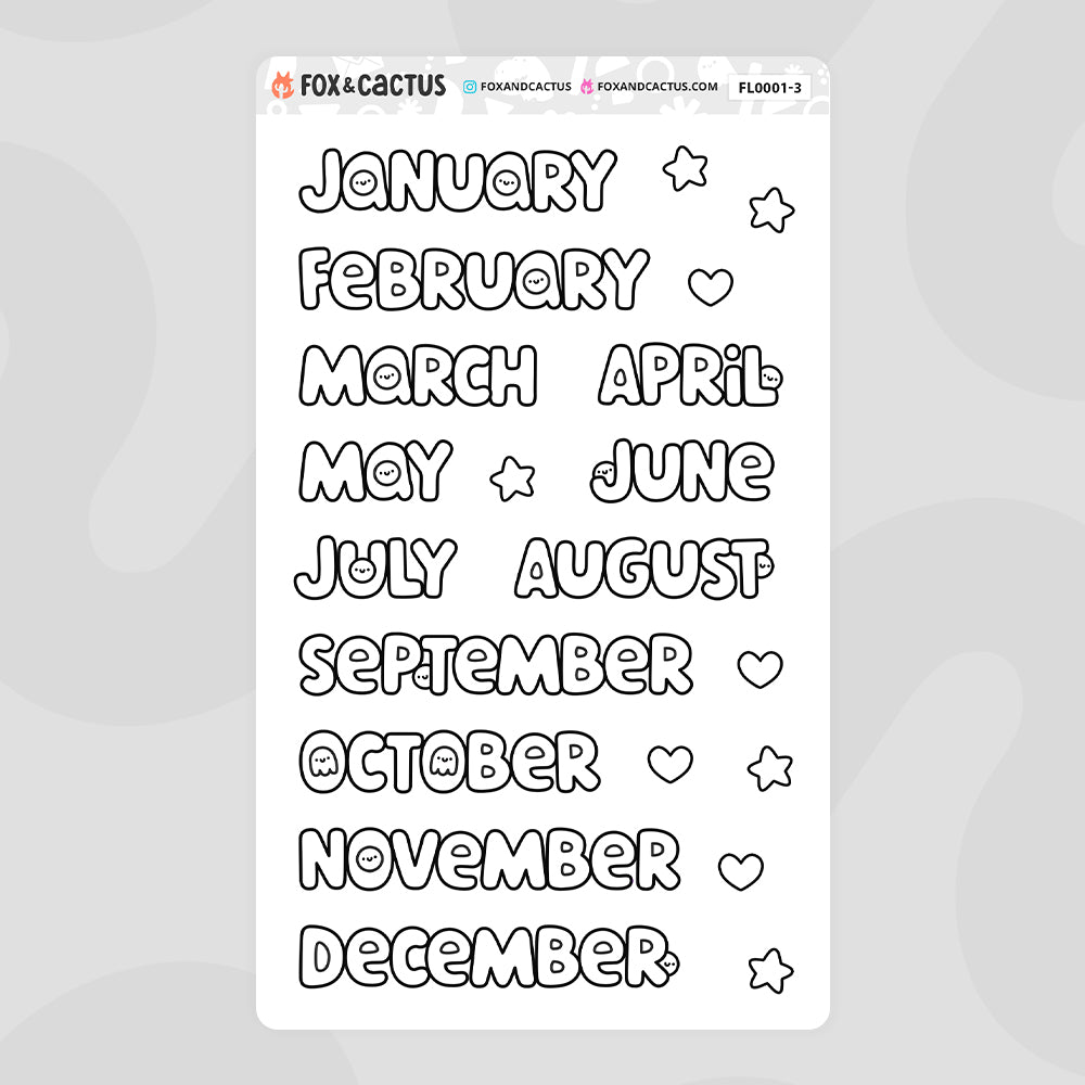 Large Squish Monthly Word Stickers