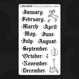 Large Goth Monthly Word Stickers