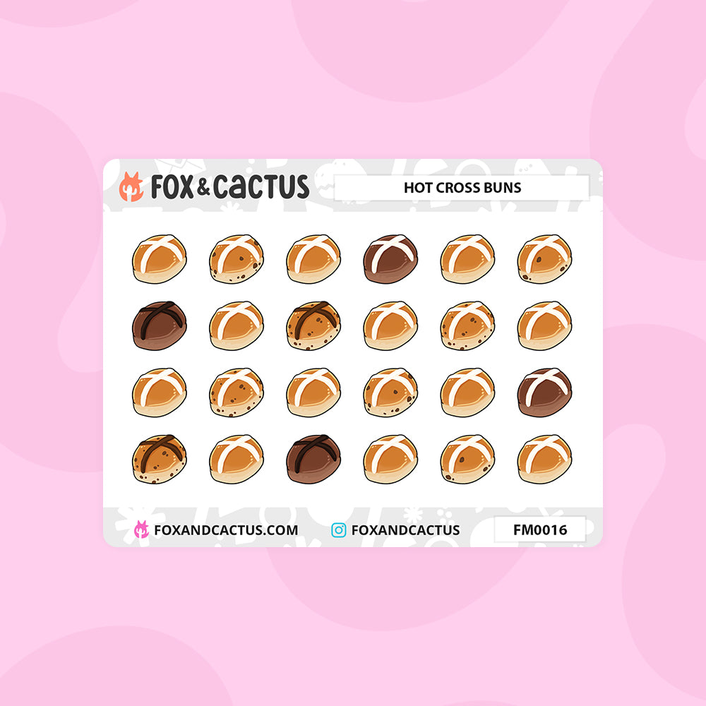 Hot Cross Buns (Mini Sheet) Stickers – Fox and Cactus