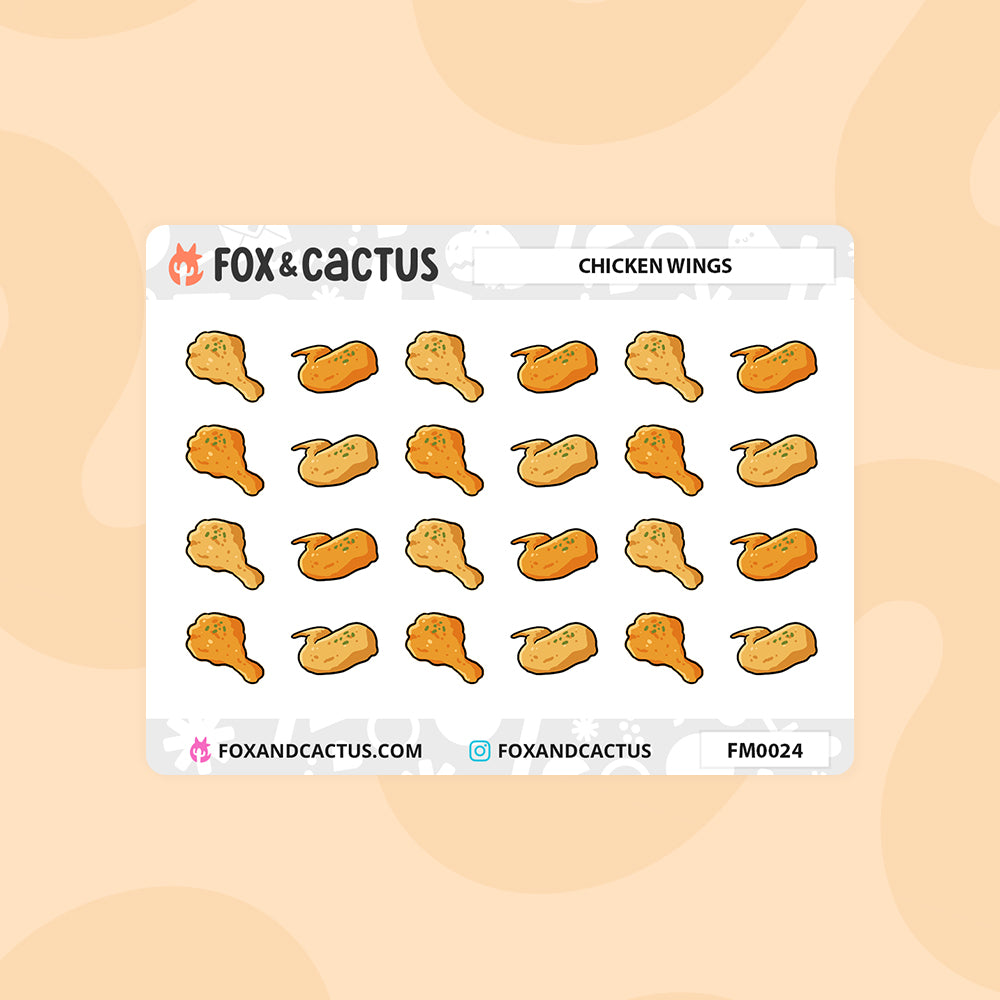 Chicken Wing (Mini Sheet) Stickers – Fox and Cactus