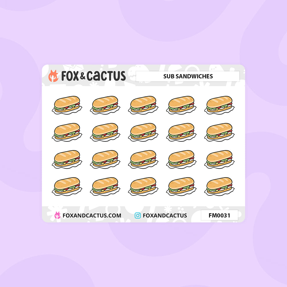 Sub Sandwich (Mini Sheet) Stickers