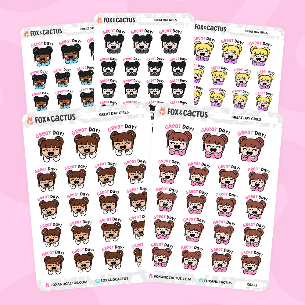 Great Day Kawaii Girl Stickers