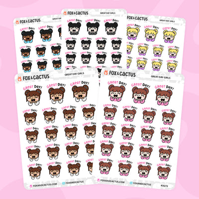 Great Day Kawaii Girl Stickers