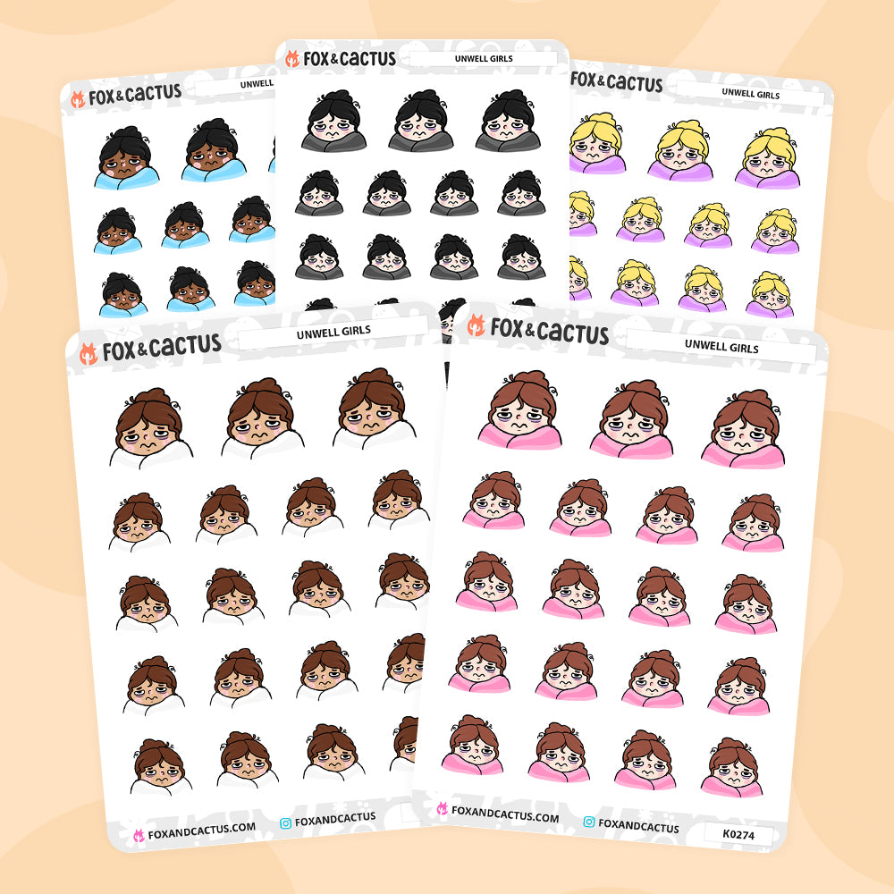 Unwell Kawaii Girl Stickers