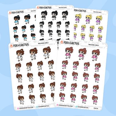 Walking Kawaii Girl Stickers