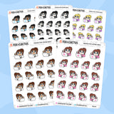 Productive Crying Kawaii Girl Stickers