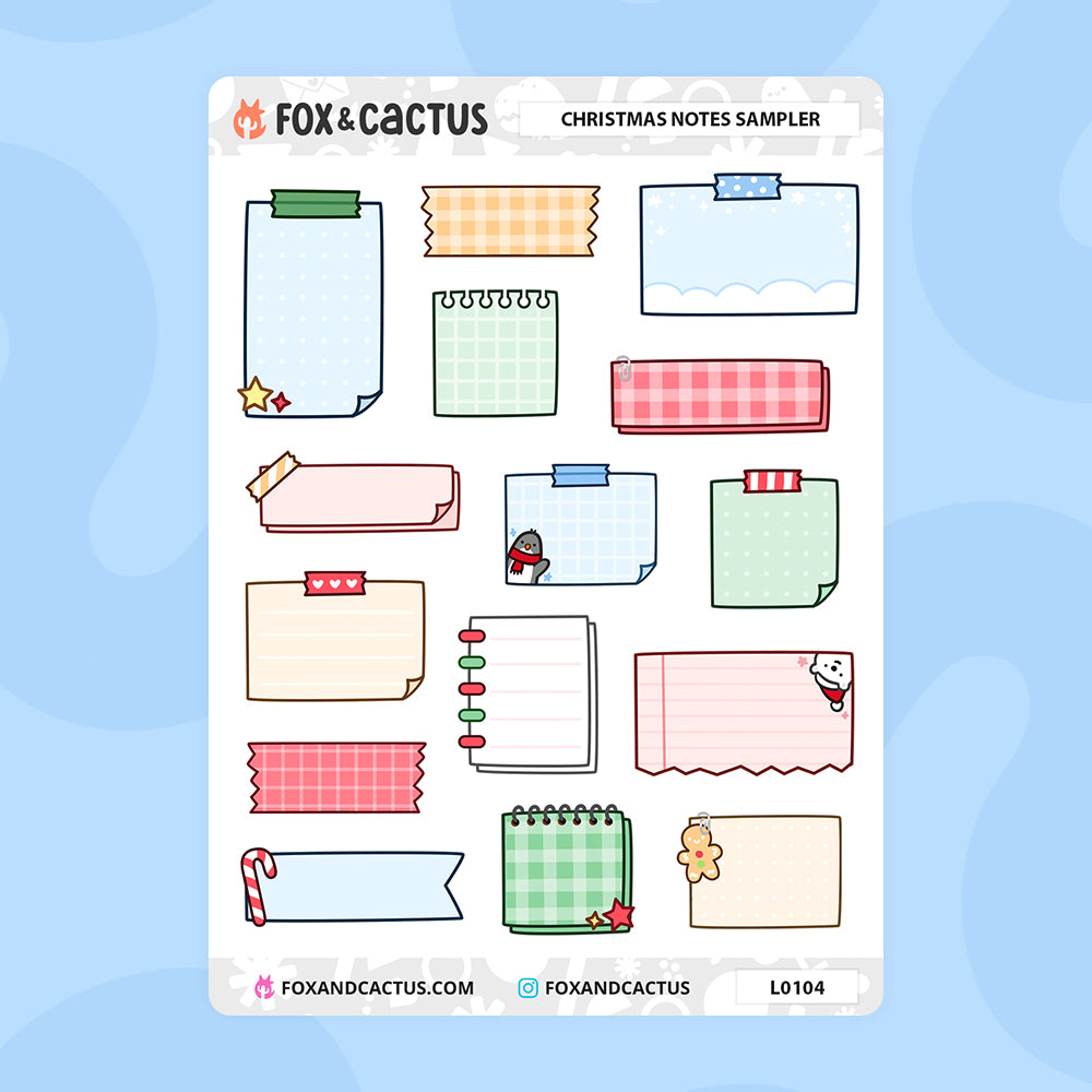 Christmas Notes Sampler Sticker Sheet – Fox and Cactus