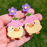 Flower Duckie Earrings