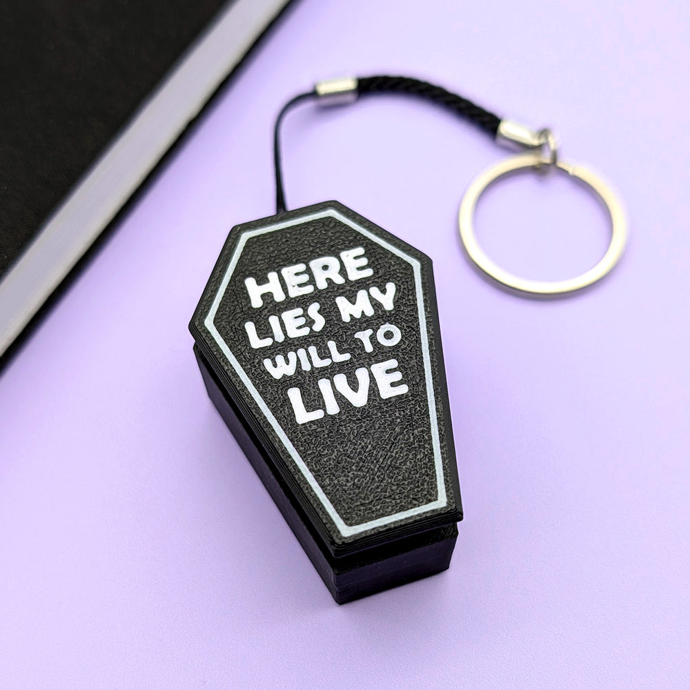 Will To Live Coffin Clicky Keychain