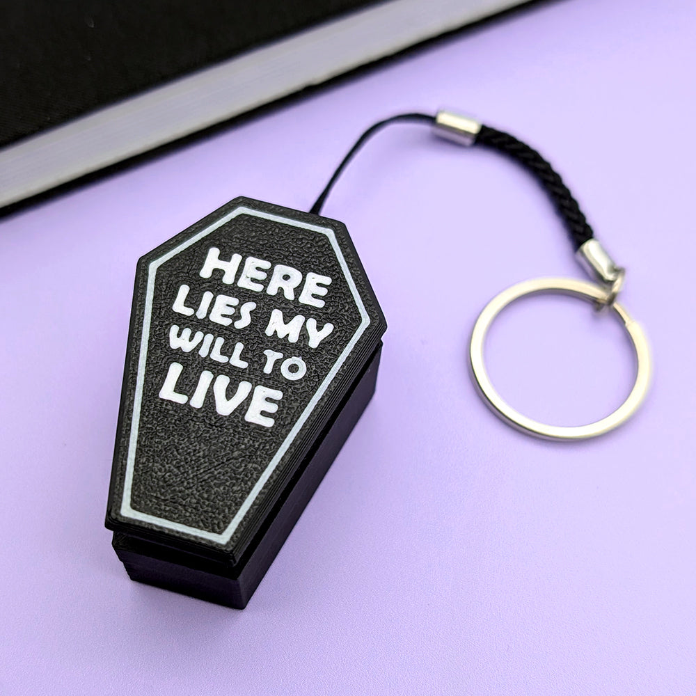 Will To Live Coffin Clicky Keychain