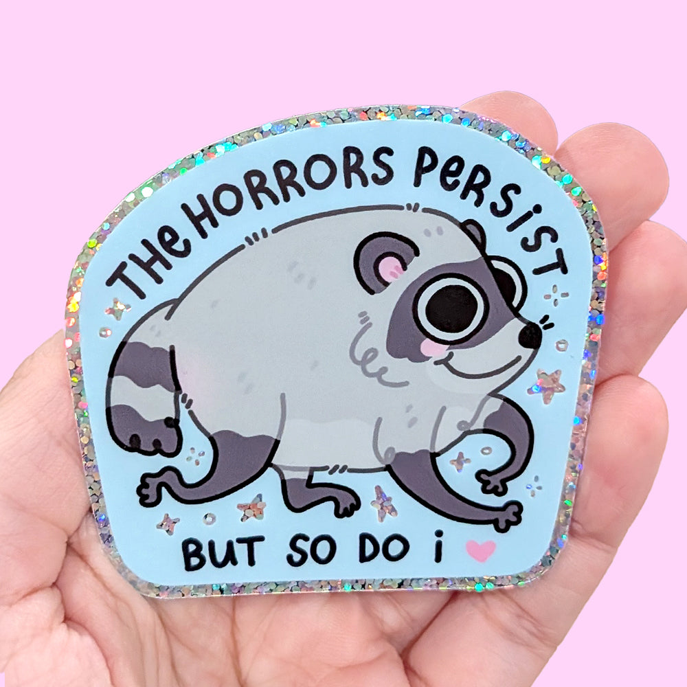 Horrors Persist Raccoon Vinyl Sticker