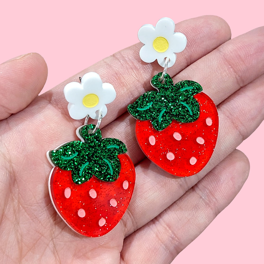 Strawberry Plant Earrings