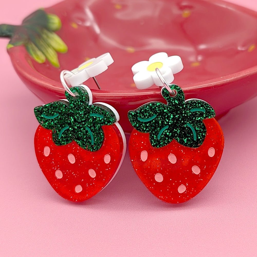 Strawberry Plant Earrings