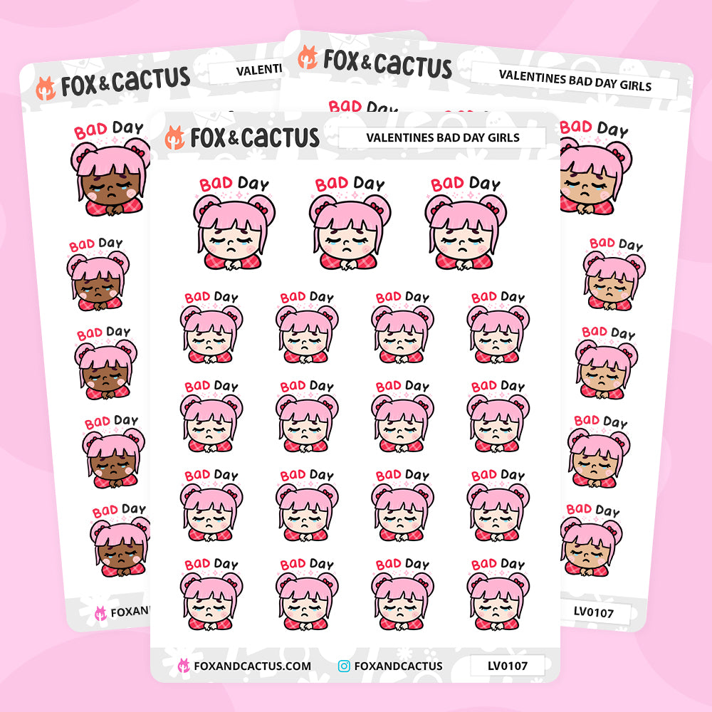 LIMITED Valentines Bad Day Kawaii Girl Stickers