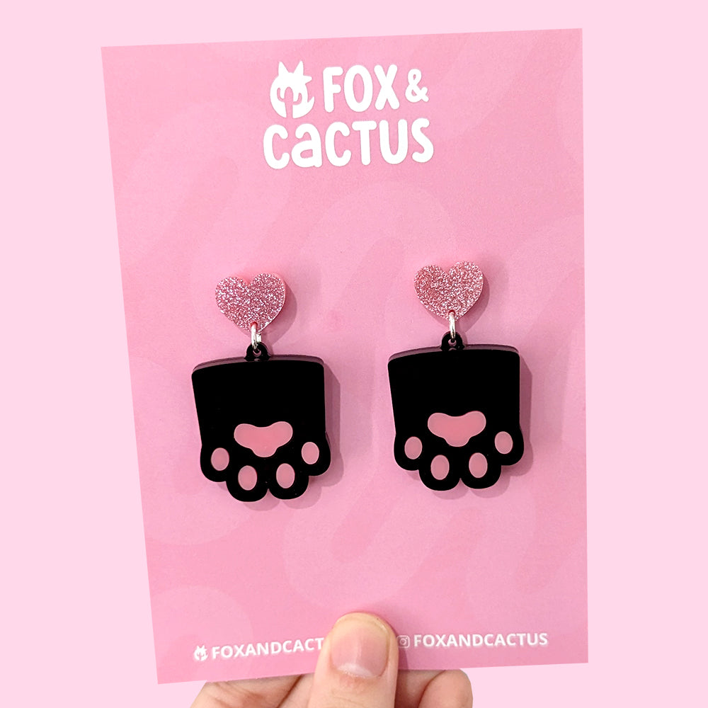 [PREORDER] Cat Paw (Black) Earrings