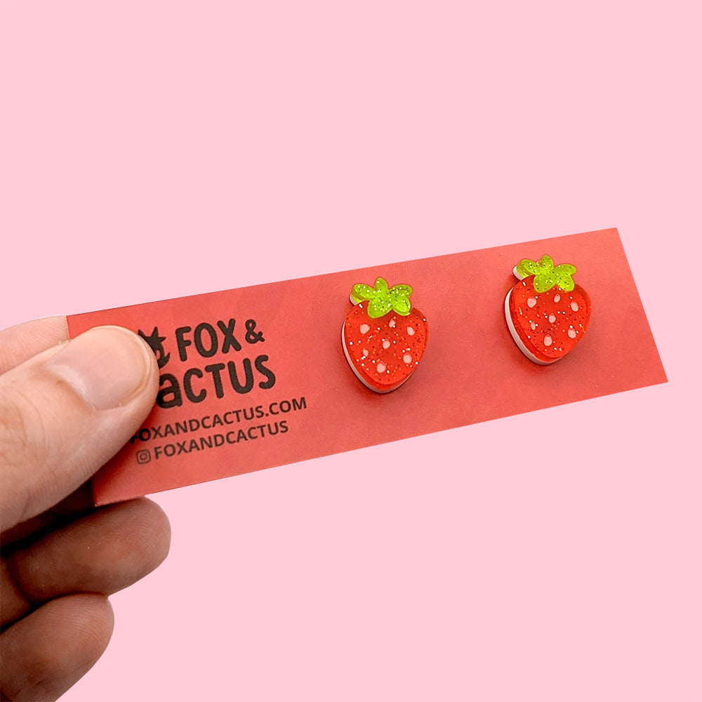 Strawberry (Jelly Red) Stud Earrings