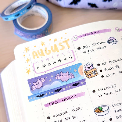 Tiny Bats (Midnight) Washi Tape (Holo Foil)