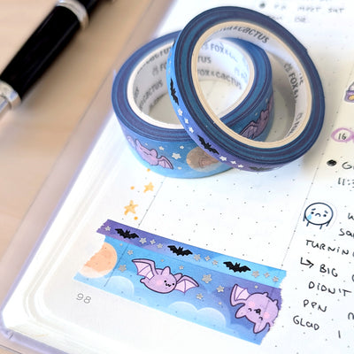Tiny Bats (Midnight) Washi Tape (Holo Foil)