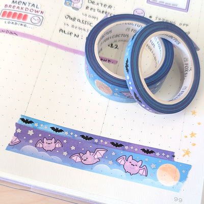 Tiny Bats (Midnight) Washi Tape (Holo Foil)