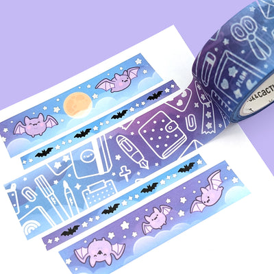 Tiny Bats (Midnight) Washi Tape (Holo Foil)