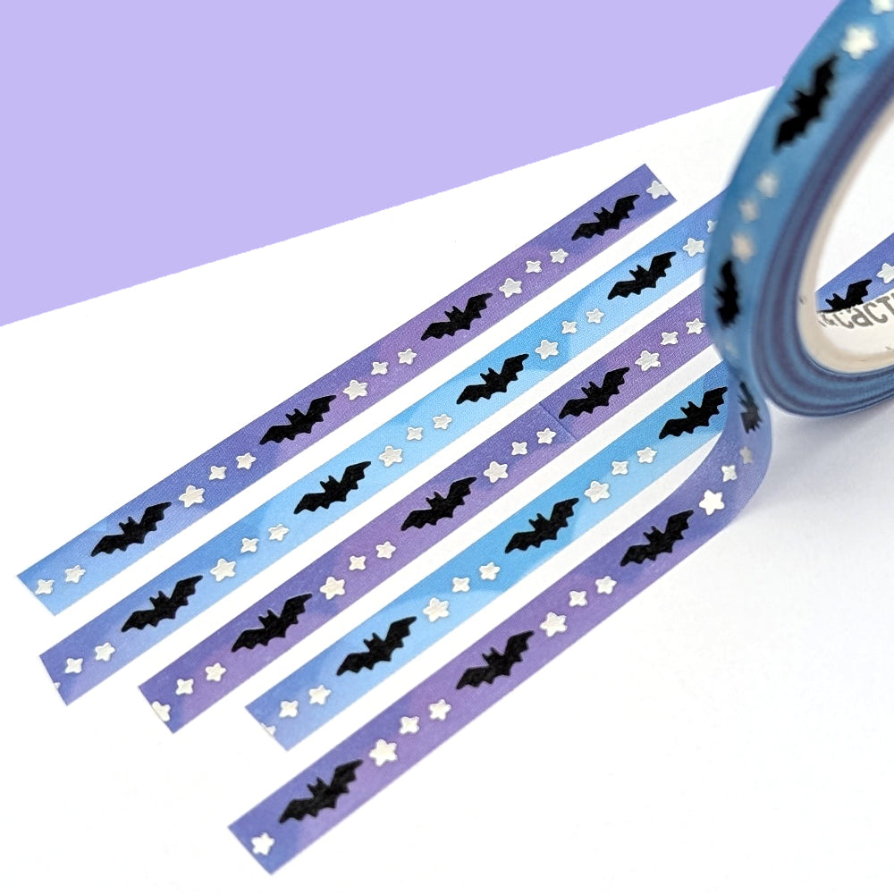 Tiny Bats (Midnight) Washi Tape (Holo Foil)