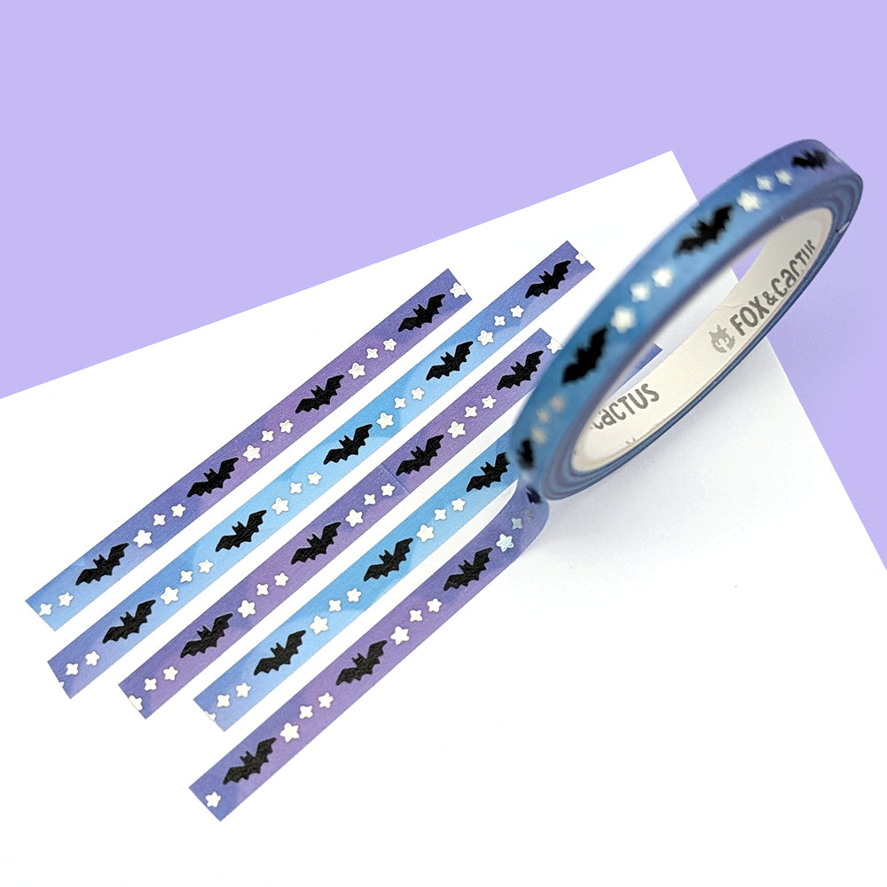 Tiny Bats (Midnight) Washi Tape (Holo Foil)