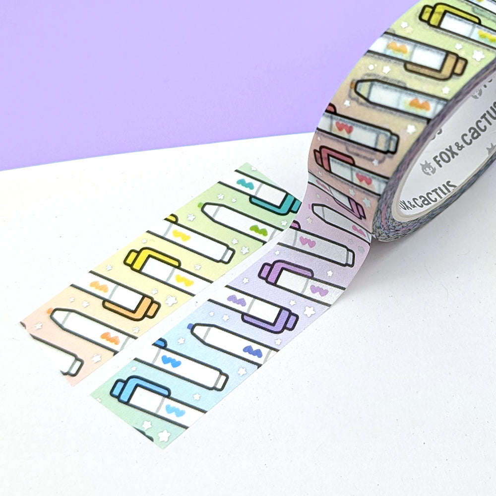 Kawaii Highlighter Washi Tape (Holo Foil)