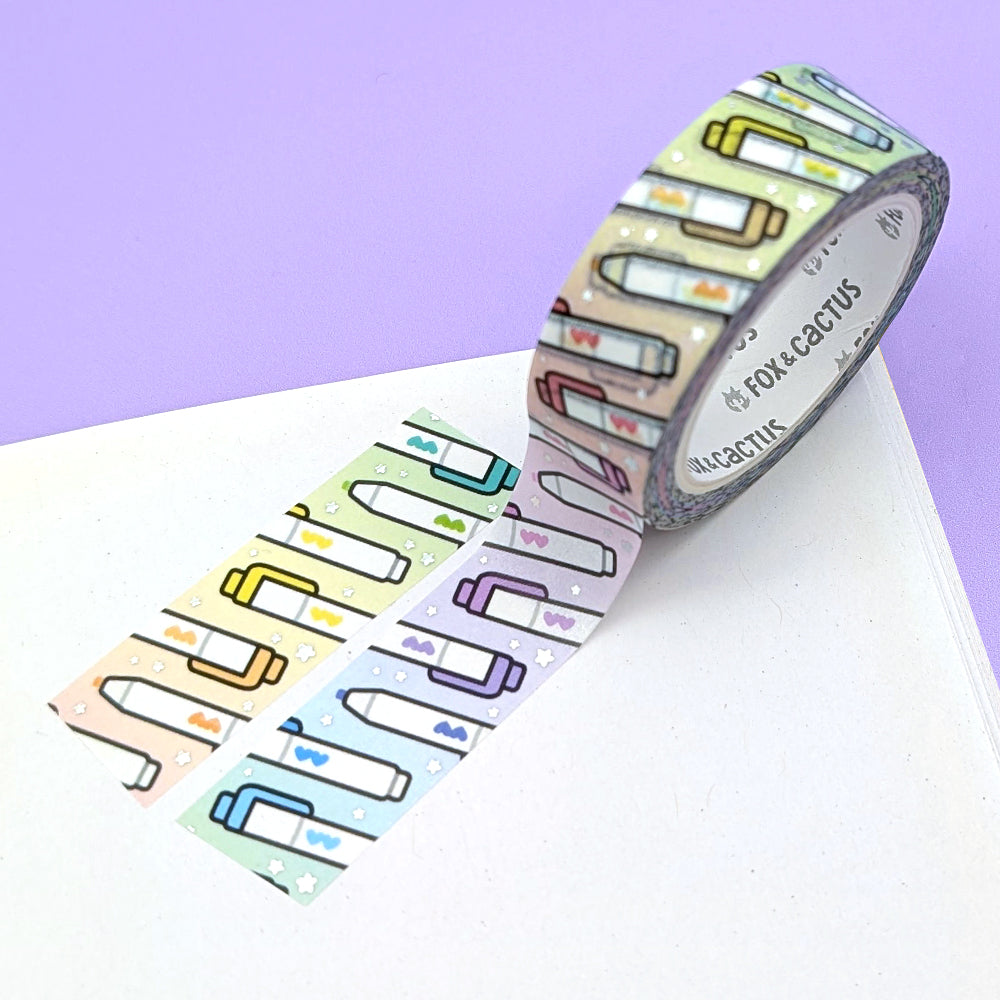 Kawaii Highlighter Washi Tape (Holo Foil)