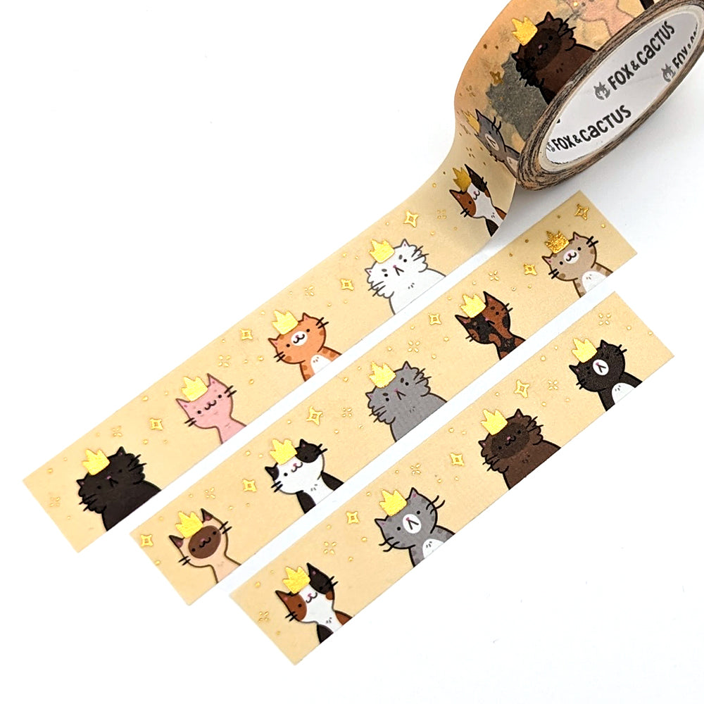 Royal Cats Washi Tape (Gold Foil)