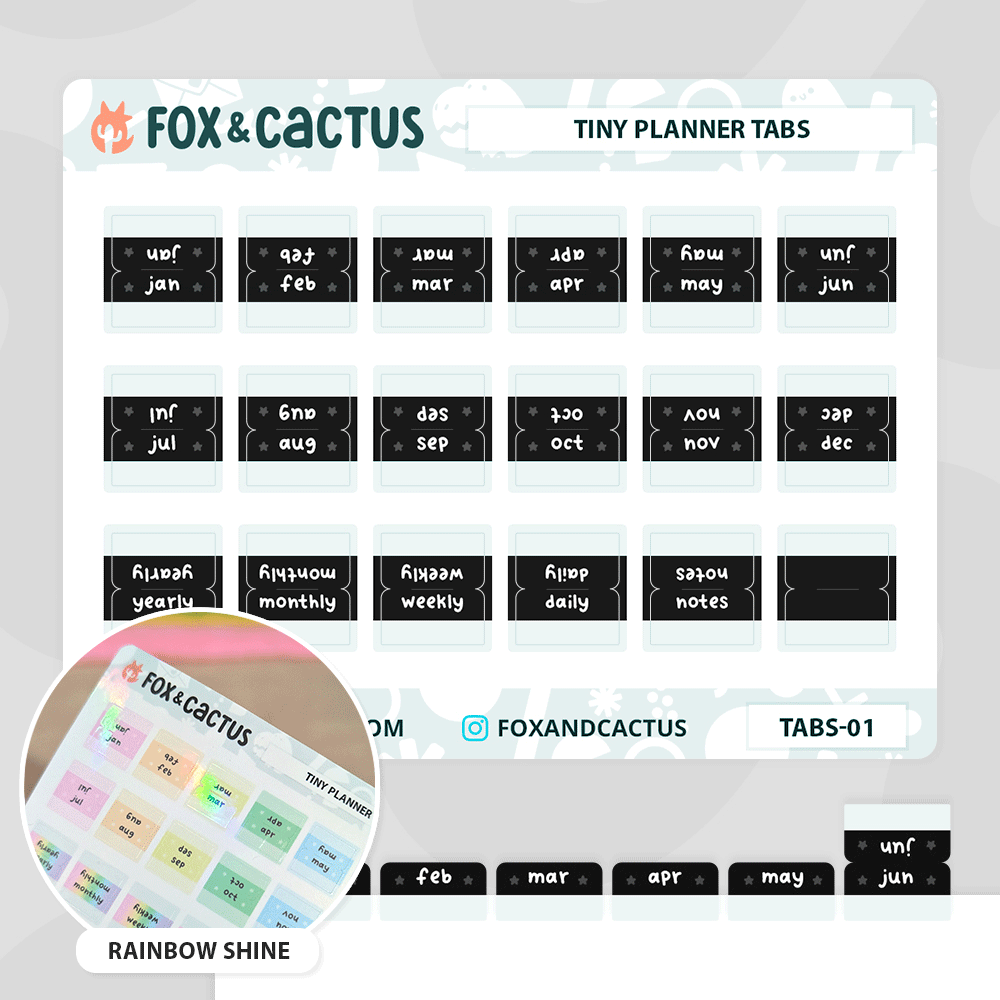 Tiny Monthly Tabs (Rainbow Shine) Stickers