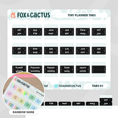 Tiny Monthly Tabs (Rainbow Shine) Stickers
