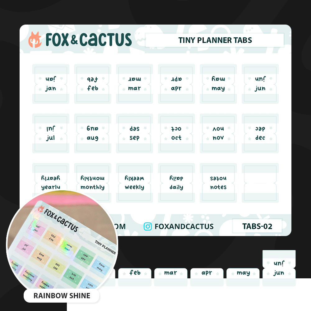 Tiny Monthly Tabs (Rainbow Shine) Stickers