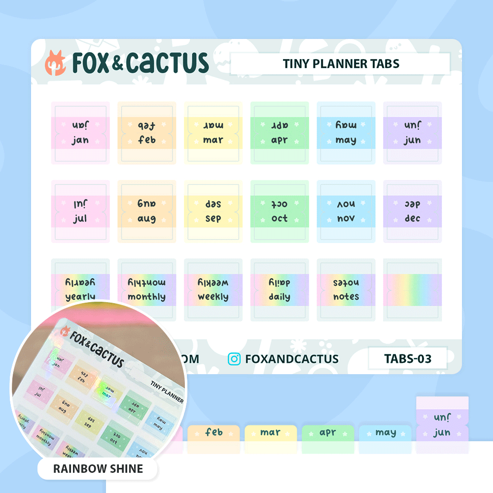 Tiny Monthly Tabs (Rainbow Shine) Stickers