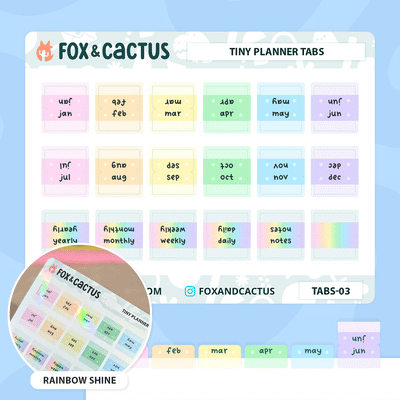 Tiny Monthly Tabs (Rainbow Shine) Stickers