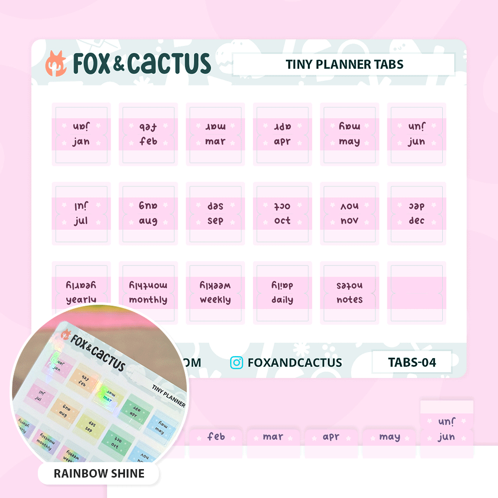 Tiny Monthly Tabs (Rainbow Shine) Stickers