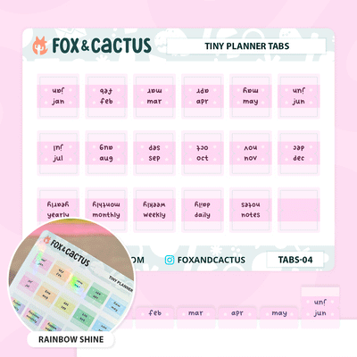 Tiny Monthly Tabs (Rainbow Shine) Stickers