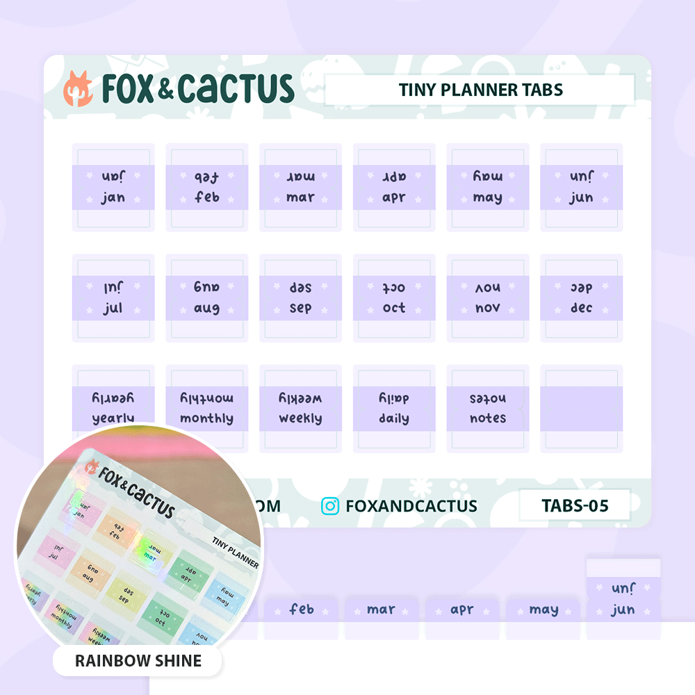 Tiny Monthly Tabs (Rainbow Shine) Stickers