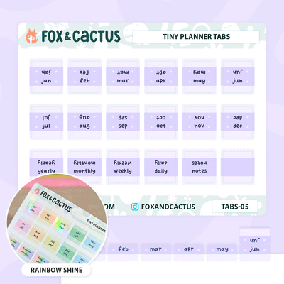 Tiny Monthly Tabs (Rainbow Shine) Stickers