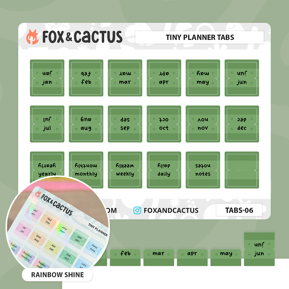 Tiny Monthly Tabs (Rainbow Shine) Stickers