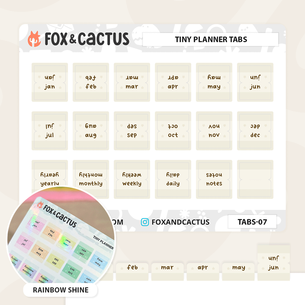 Tiny Monthly Tabs (Rainbow Shine) Stickers